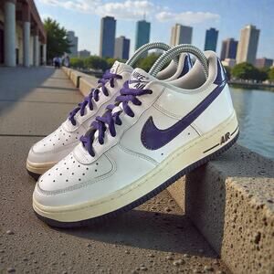 Nike Air Force 1 Dunk Low Rare White Purple Boys Size 5 Y Fast Ship In Box